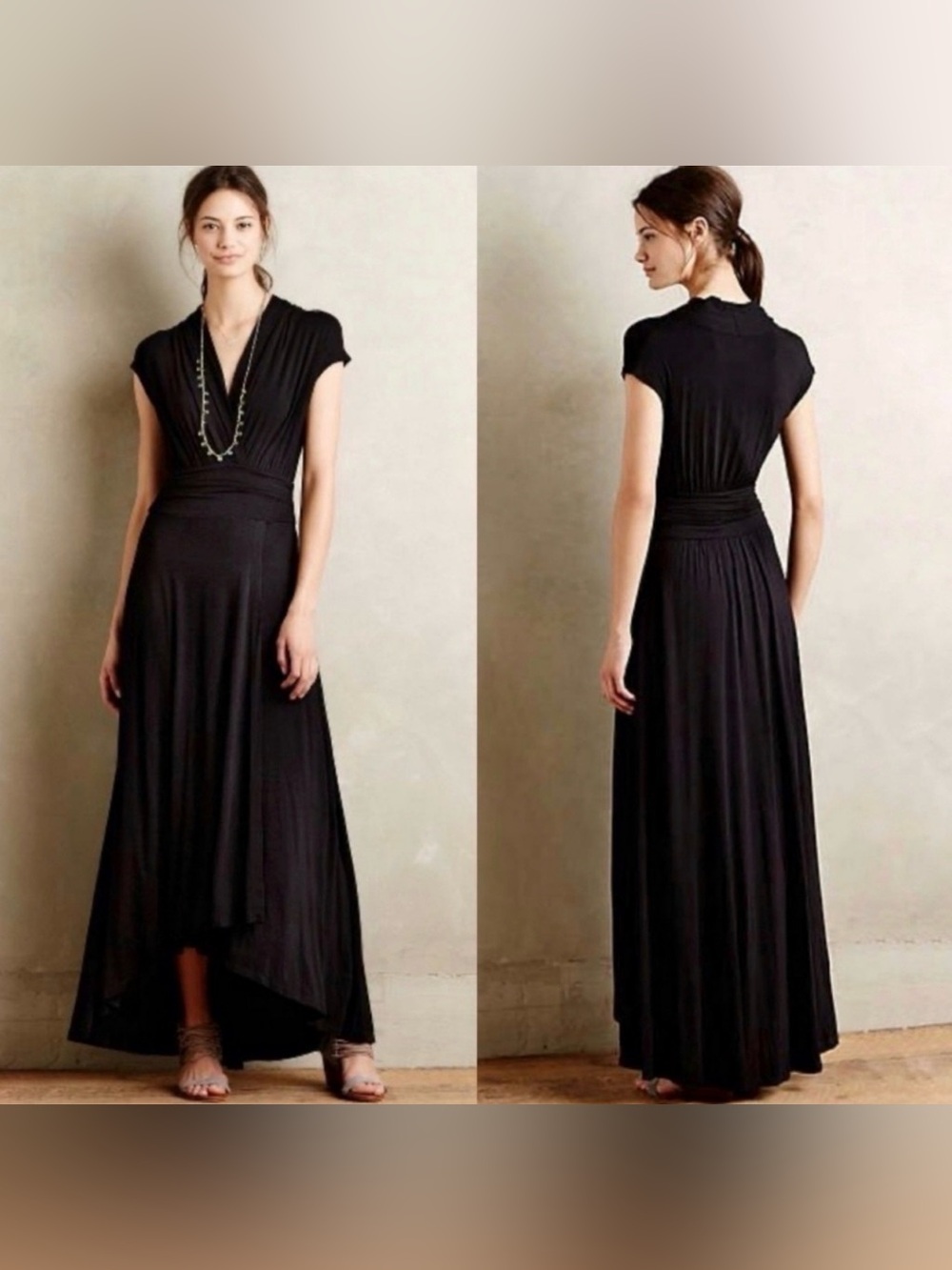 Anthropologie Maeve Bristol Knit Maxi Dress Black Size Medium